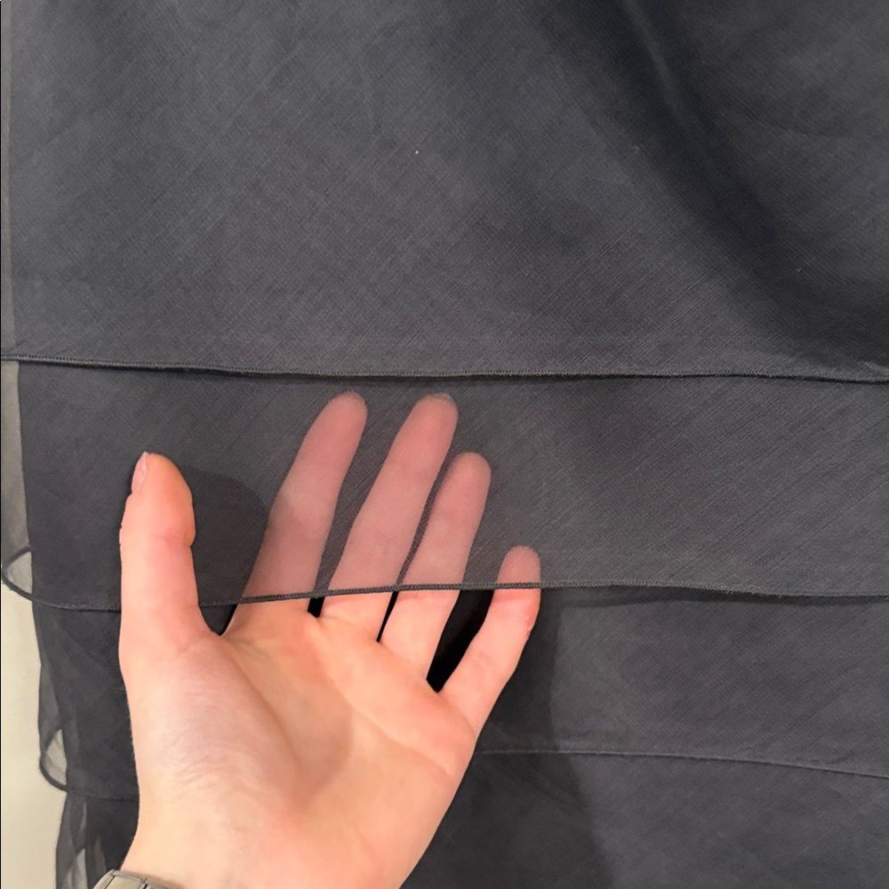 Virgo 21 vintage dark grey 100% silk elegant tiered skirt - Picture 5 of 5